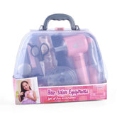 Fashion Pretend Makeup Set Girls Beauty Salon Toy Kit Pretend Hair Styling Set with Blow Dryer Barber Accessories